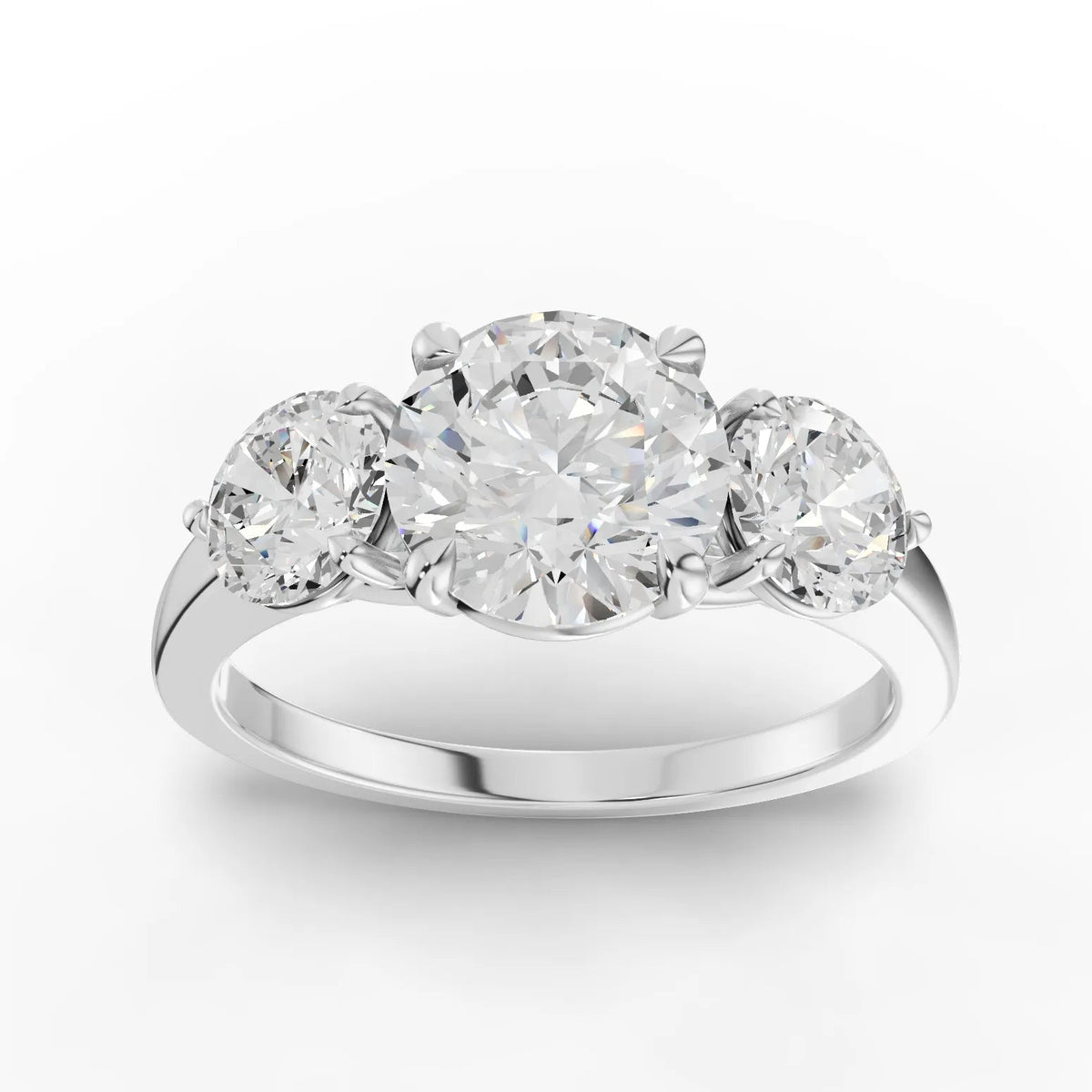 2.00 Ct Round Three-Stone Lab Diamond Ring in white gold