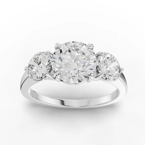 2.00 Ct Round Three-Stone Lab Diamond Ring in white gold
