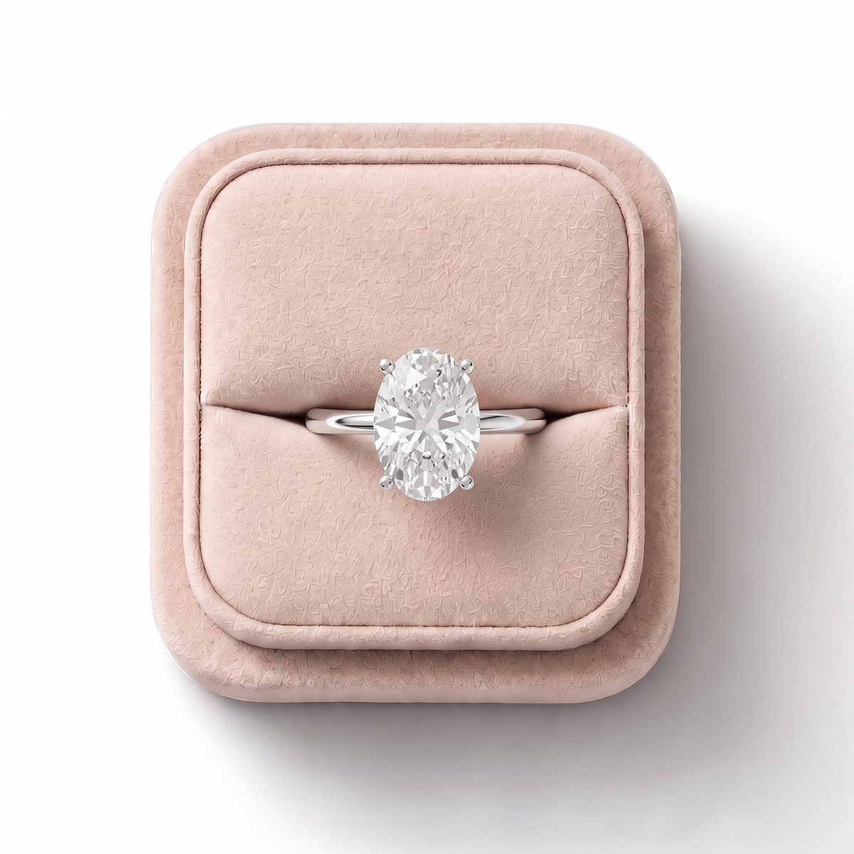 2.003 CT Oval Solitaire Lab Grown Diamond Ring 2.00 CT Center, on a white background