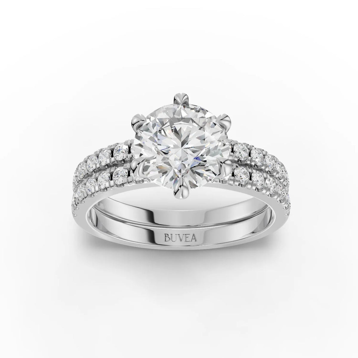 2.01 CT Round Solitaire Accent Lab Grown Diamond Ring Set in white gold