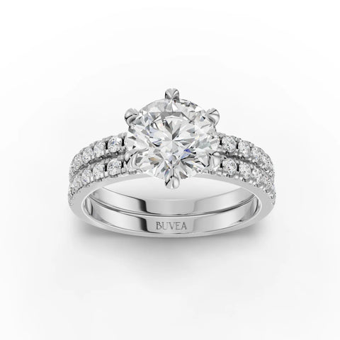2.01 CT Round Solitaire Accent Lab Grown Diamond Ring Set in white gold