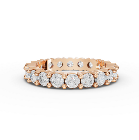 2.02 CT Round Basket Setting Full Eternity Lab Grown Diamond Ring in rose gold