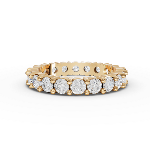 2.02 CT Round Basket Setting Full Eternity Lab Grown Diamond Ring in yellow gold