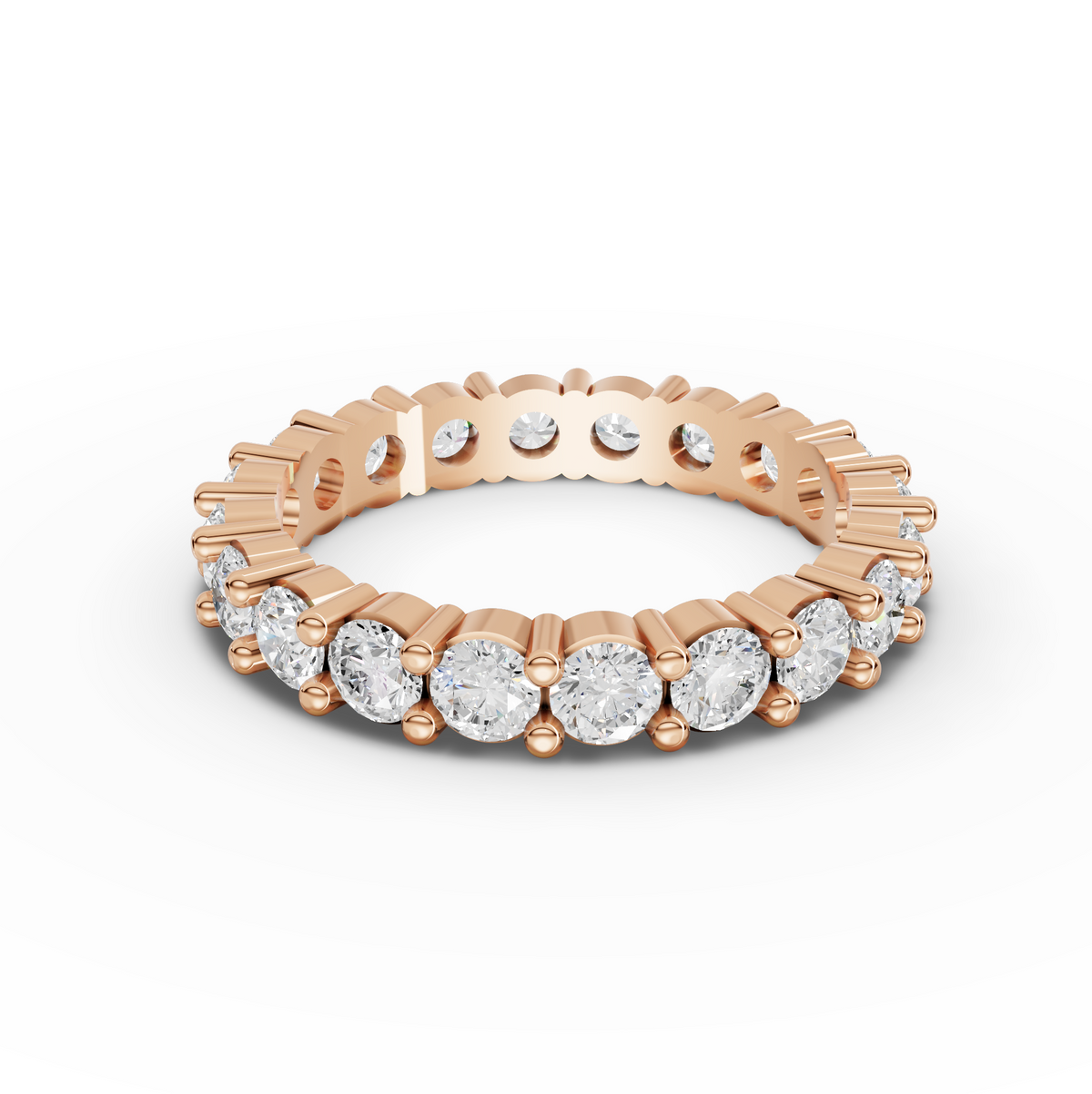 2.02 CT Round Basket Setting Full Eternity Lab Grown Diamond Ring, view 3