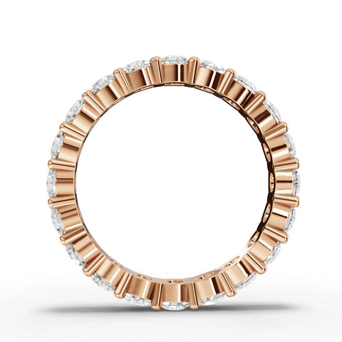 Round cut lab-grown eternity ring rose gold close-up
