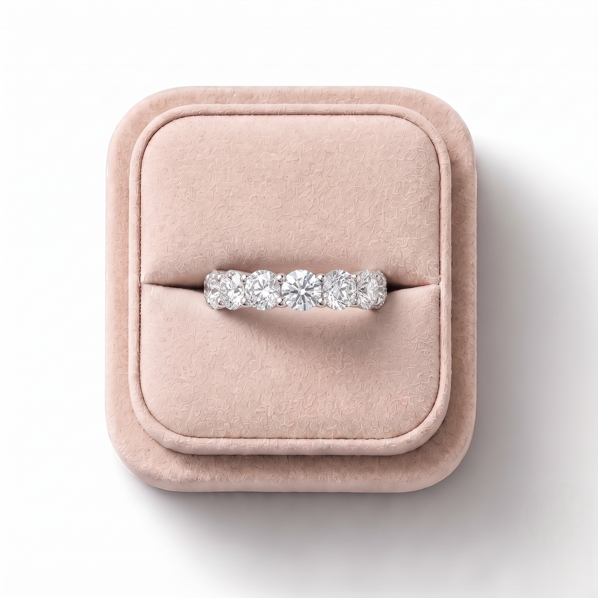 2.03 CT Round Basket Set Full Eternity Lab Grown Diamond Ring, on a white background
