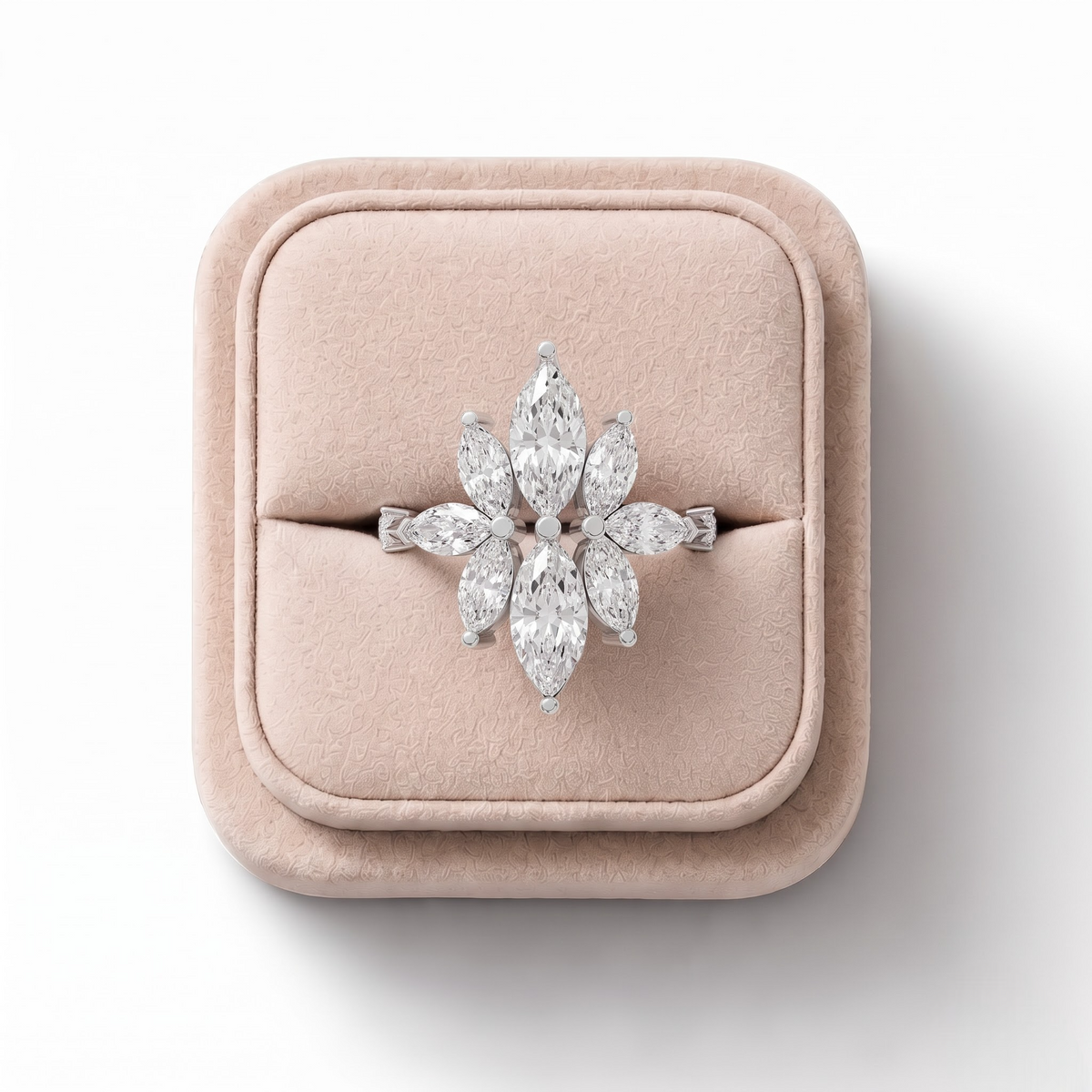 2.08 CT Floral Marquise Lab Grown Diamond Statement Ring, on a white background