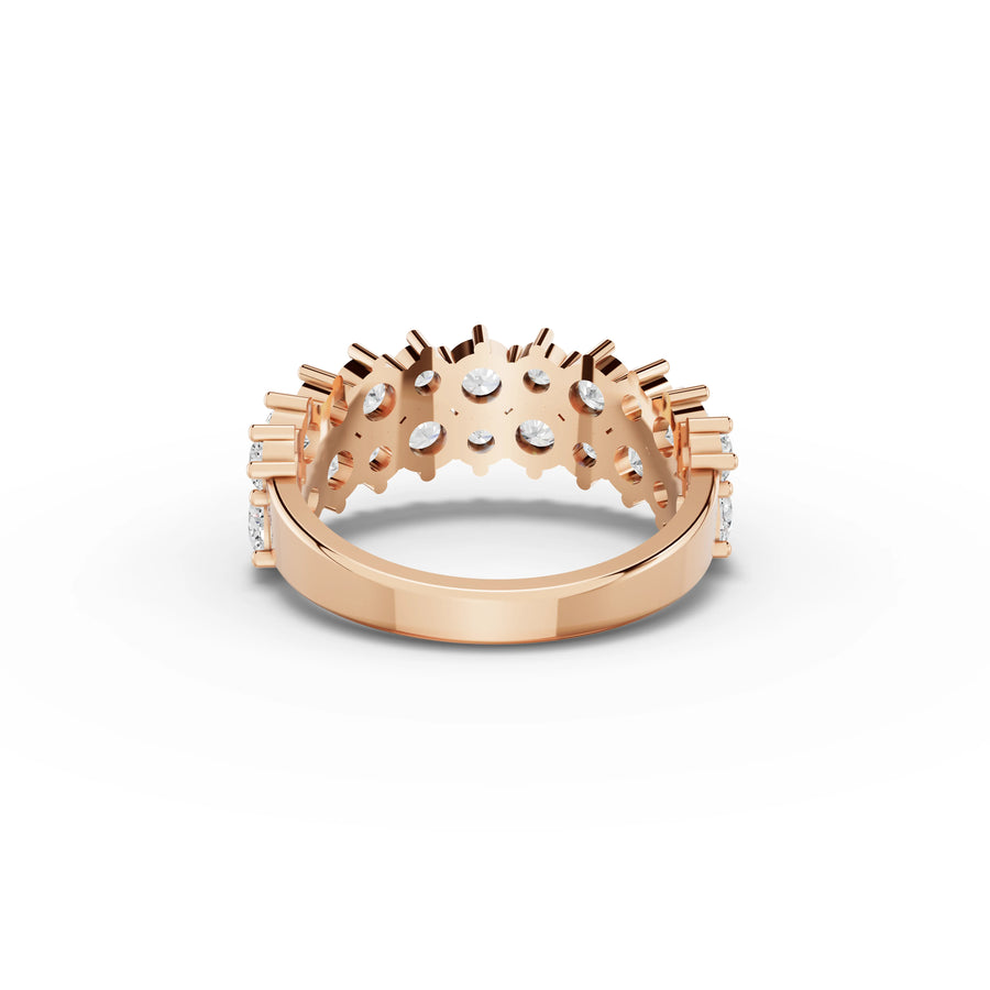 2.09 CT Round Double Row Statement Lab Grown Diamond Band in rose gold, view 3