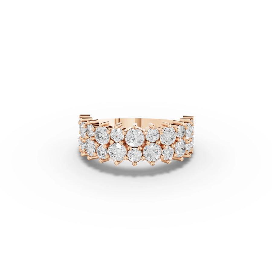2.09 CT Round Double Row Statement Lab Grown Diamond Band in rose gold