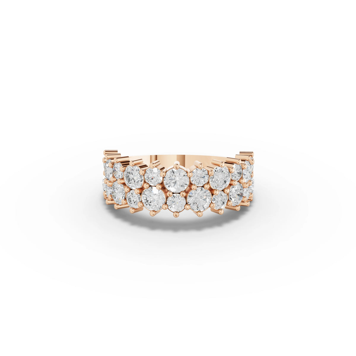 2.09 CT Round Double Row Statement Lab Grown Diamond Band in rose gold