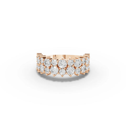 2.09 CT Round Double Row Statement Lab Grown Diamond Band in rose gold