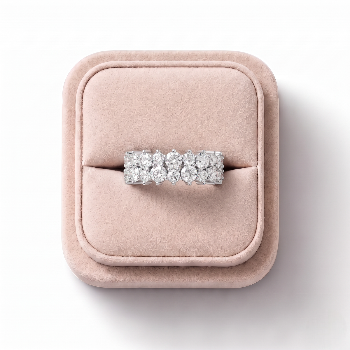 2.09 CT Round Double Row Statement Lab Grown Diamond Band in white gold, view 2