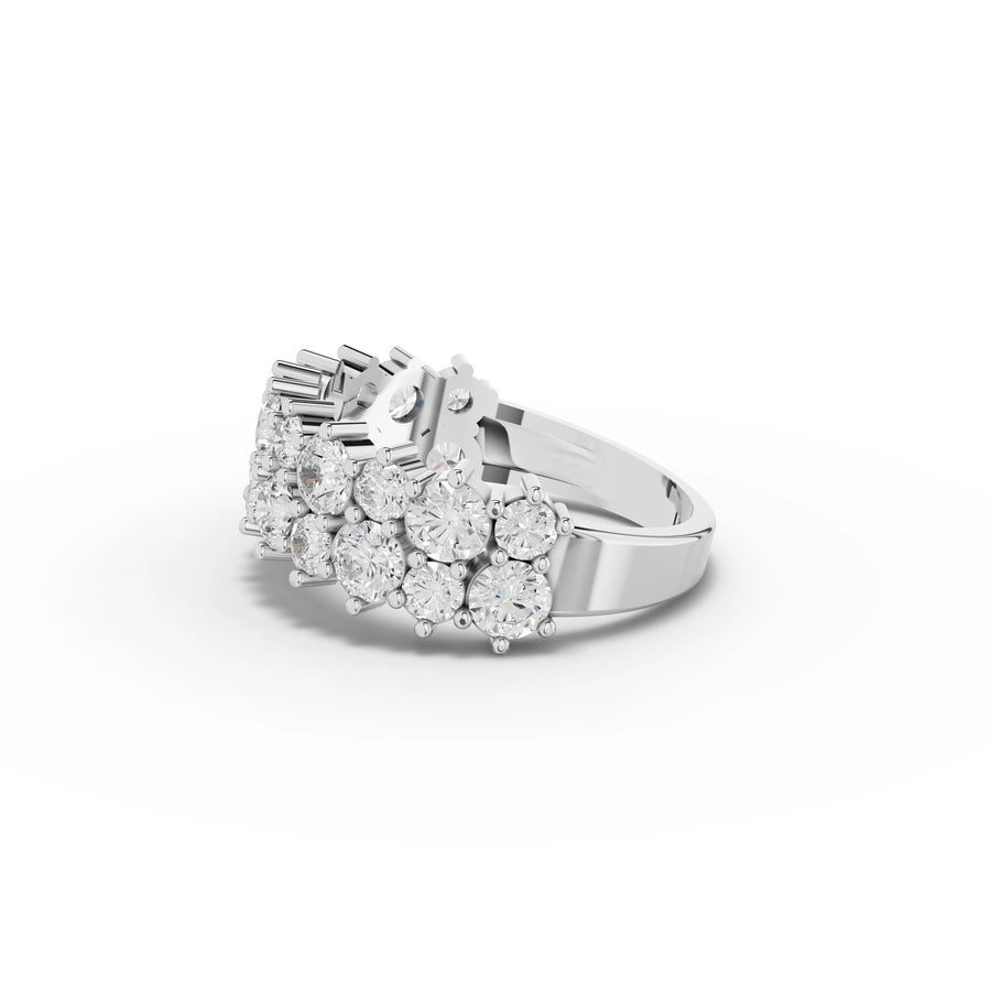 2.09 CT Round Double Row Statement Lab Grown Diamond Band in white gold, view 3