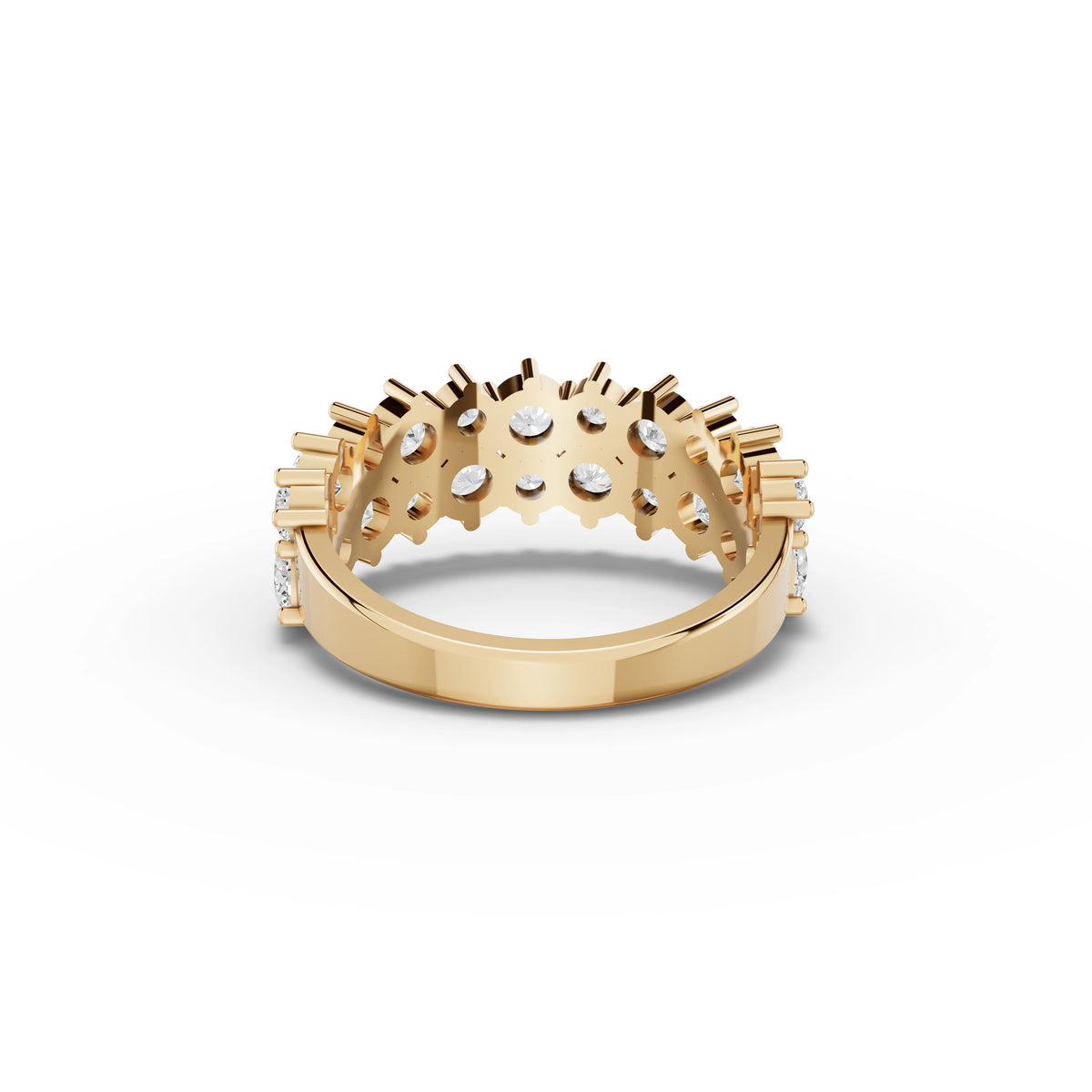 2.09 CT Round Double Row Statement Lab Grown Diamond Band in yellow gold, view 3
