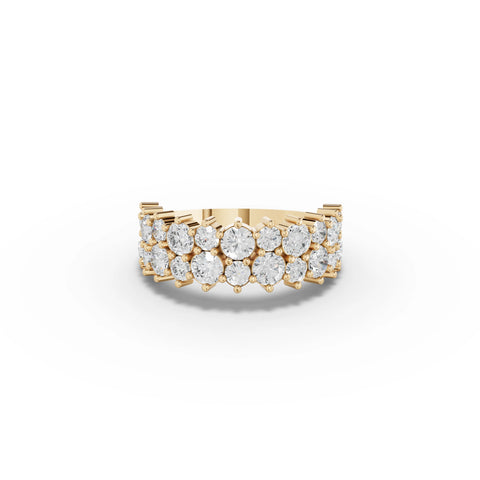 2.09 CT Round Double Row Statement Lab Grown Diamond Band in yellow gold