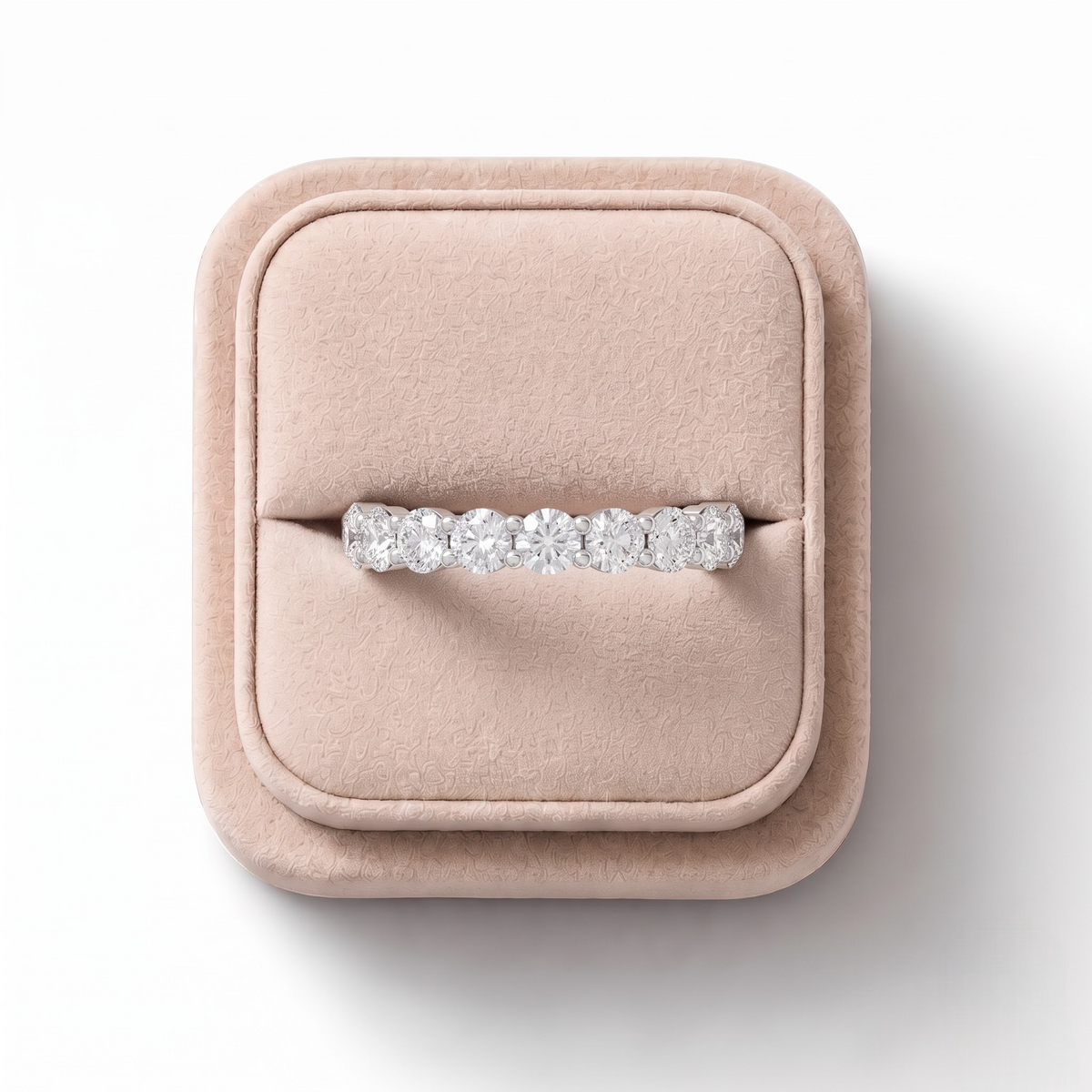 2.13 CT Round Prong-Set Lab Grown Diamond Full Eternity Band, on a white background