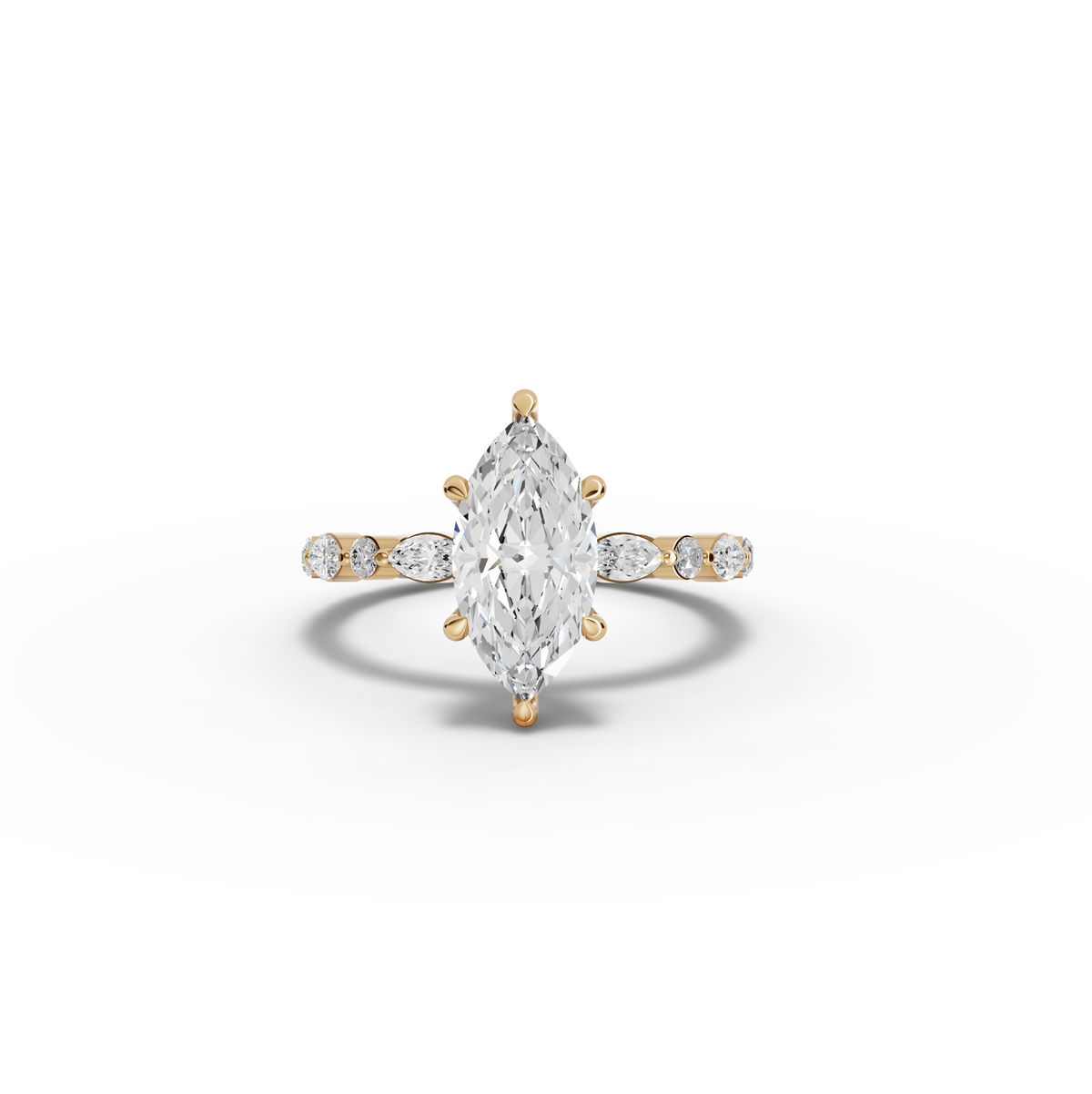 2.14 CT Marquise Lab Grown Diamond Eternity Engagement Ring in yellow gold