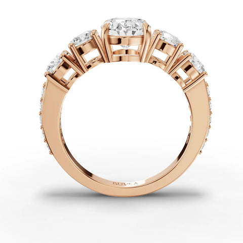 2.14 CT Oval Solitaire With Side Stone Lab Grown Diamond Ring in rose gold, view 3