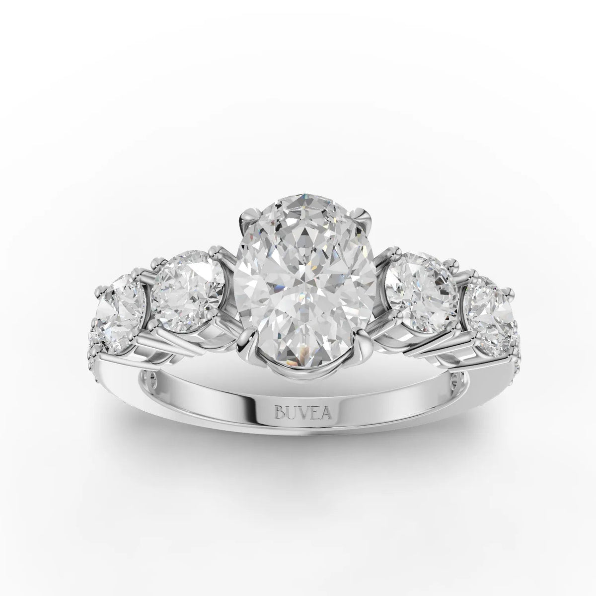 2.14 CT Oval Solitaire With Side Stone Lab Grown Diamond Ring in white gold