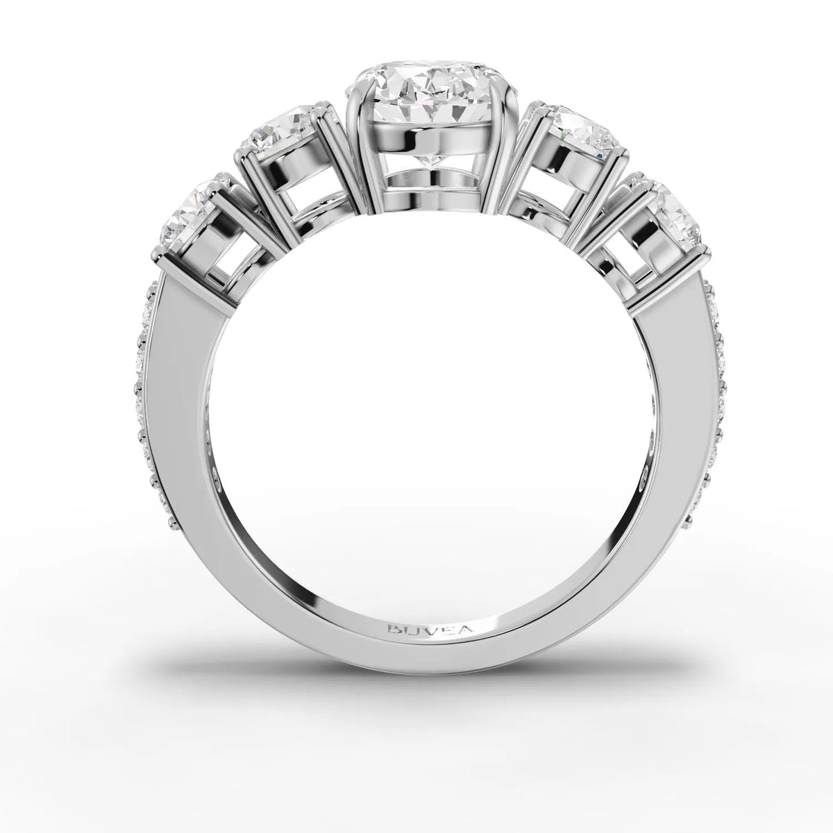 2.14 CT Oval Solitaire With Side Stone Lab Grown Diamond Ring, view 3