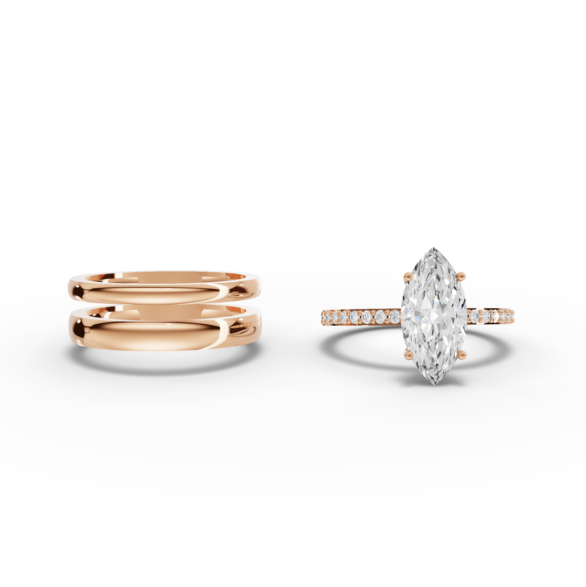 2.18 CT Marquise Lab Grown Diamond Wide Band Ring with Accent Band 2.00 CT Center, view 7