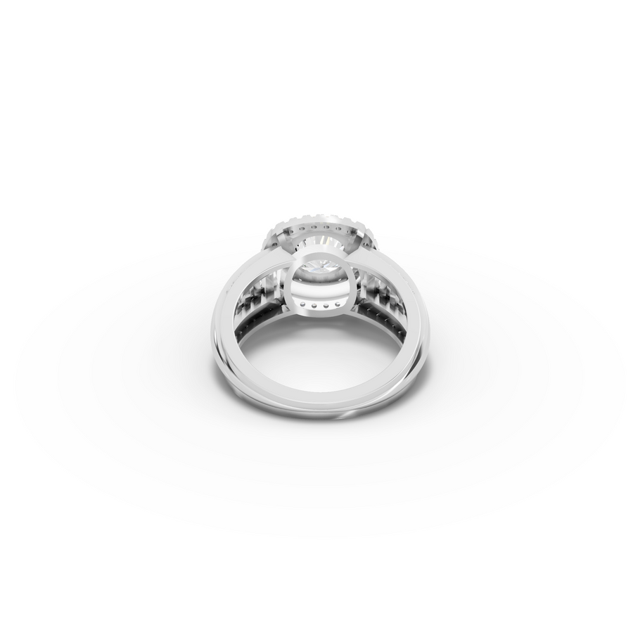 2.20 Ct Round Double Halo Lab Diamond Ring with Row Band, view 2