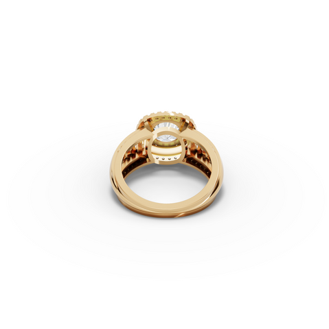 2.20 Ct Round Double Halo Lab Diamond Ring with Row Band, view 4