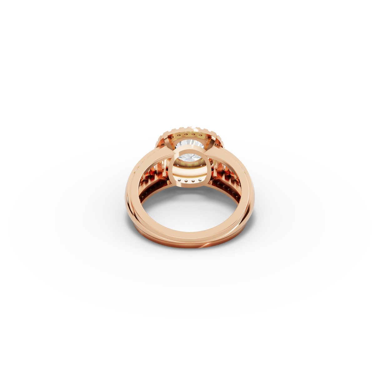 2.20 Ct Round Double Halo Lab Diamond Ring with Row Band, view 6