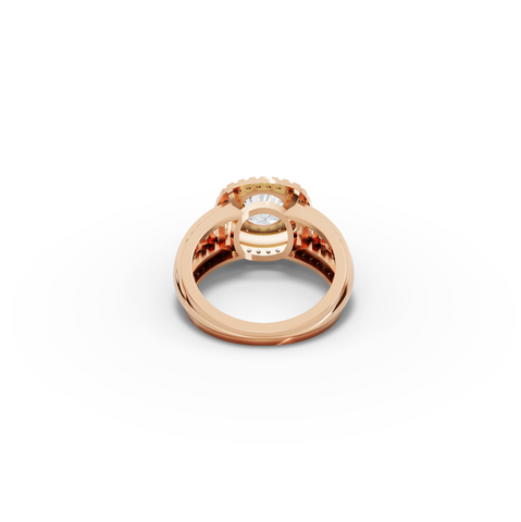 2.20 Ct Round Double Halo Lab Diamond Ring with Row Band, view 6
