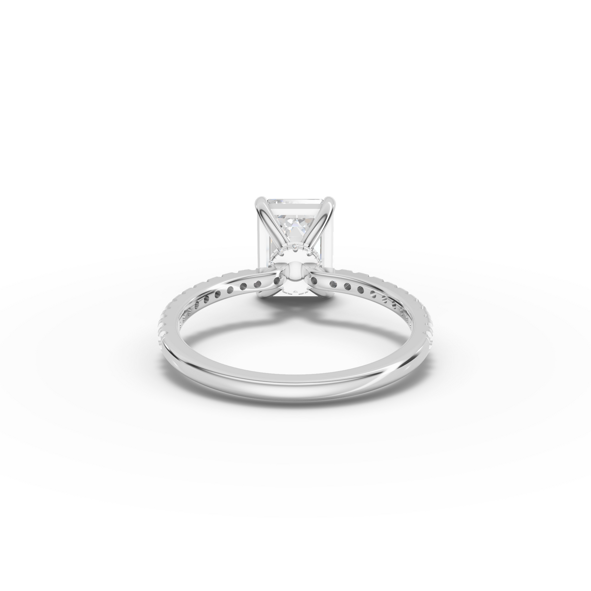 2.23 CT Emerald Hidden Halo Pavé Lab Grown Diamond Ring, view 3