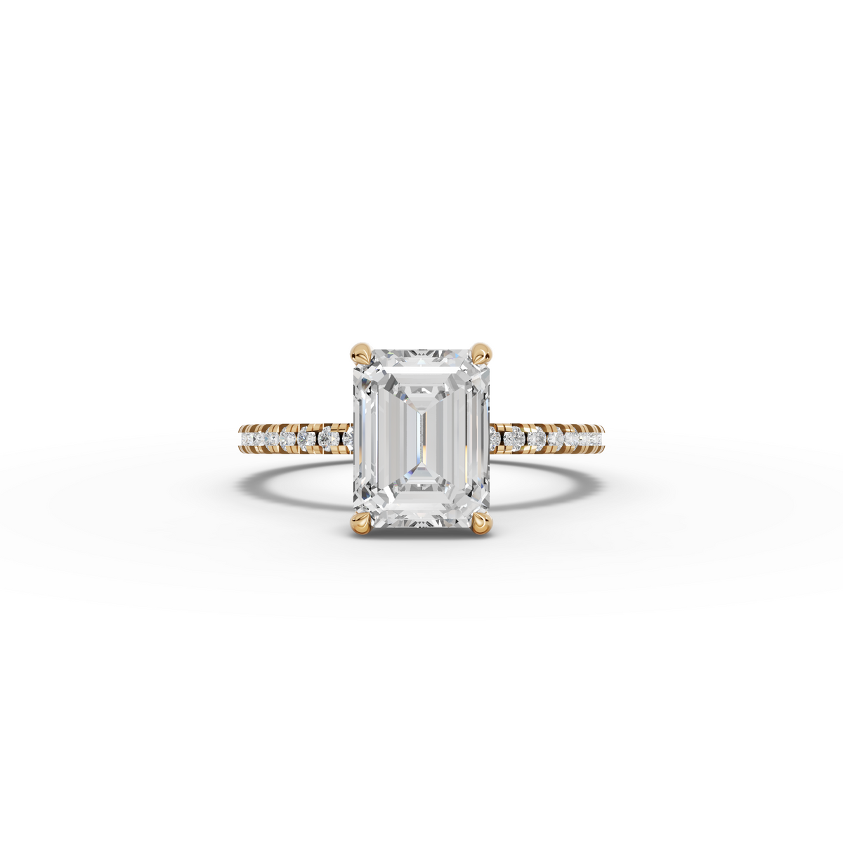 2.23 CT Emerald Hidden Halo Pavé Lab Grown Diamond Ring, view 4
