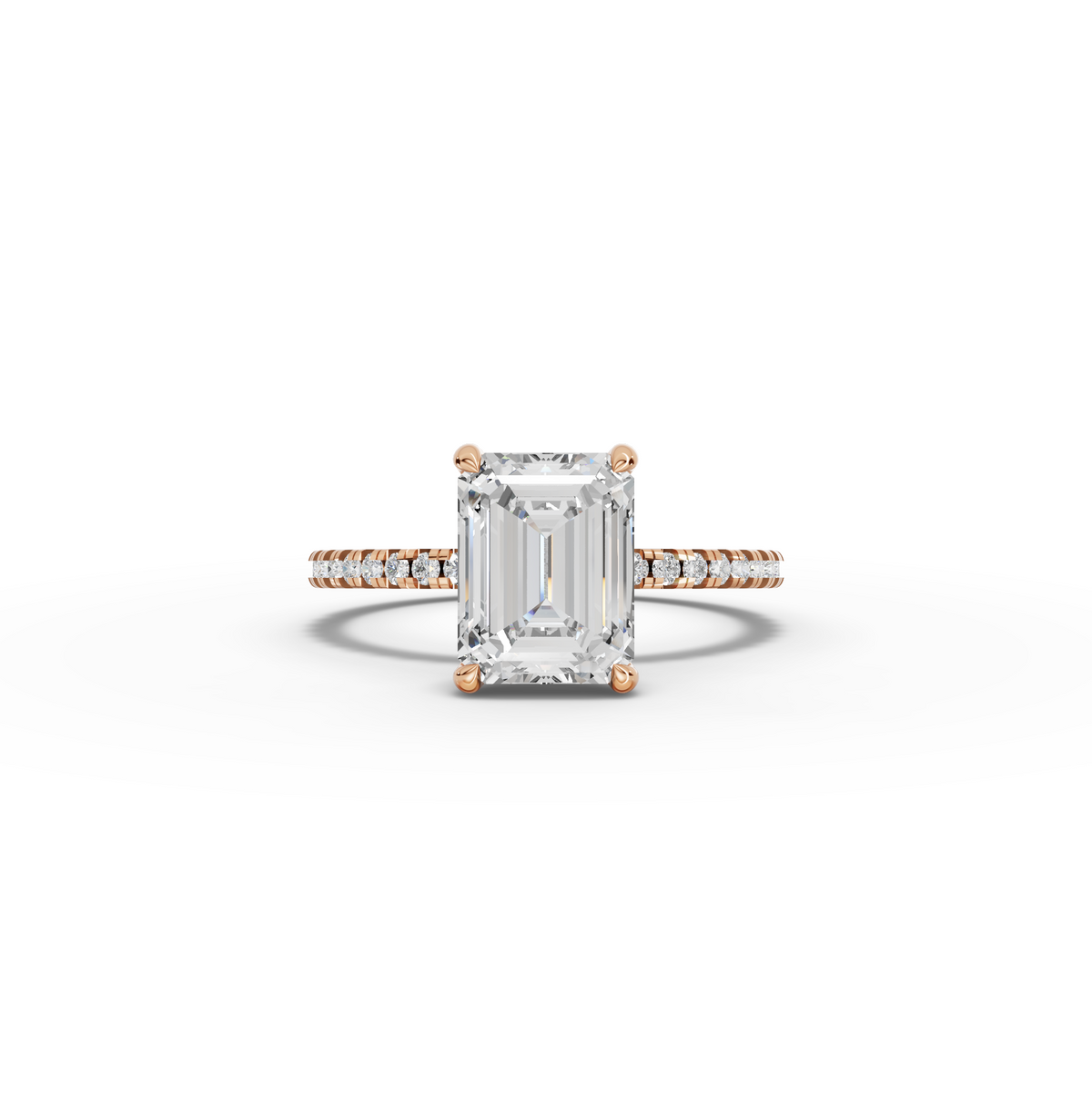 2.23 CT Emerald Hidden Halo Pavé Lab Grown Diamond Ring, view 7