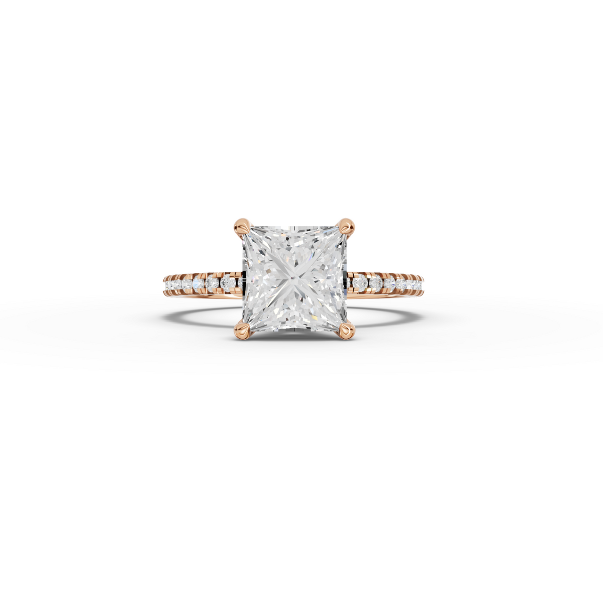 2.23 CT Princess Hidden Halo Pavé Lab Grown Diamond Ring, view 7