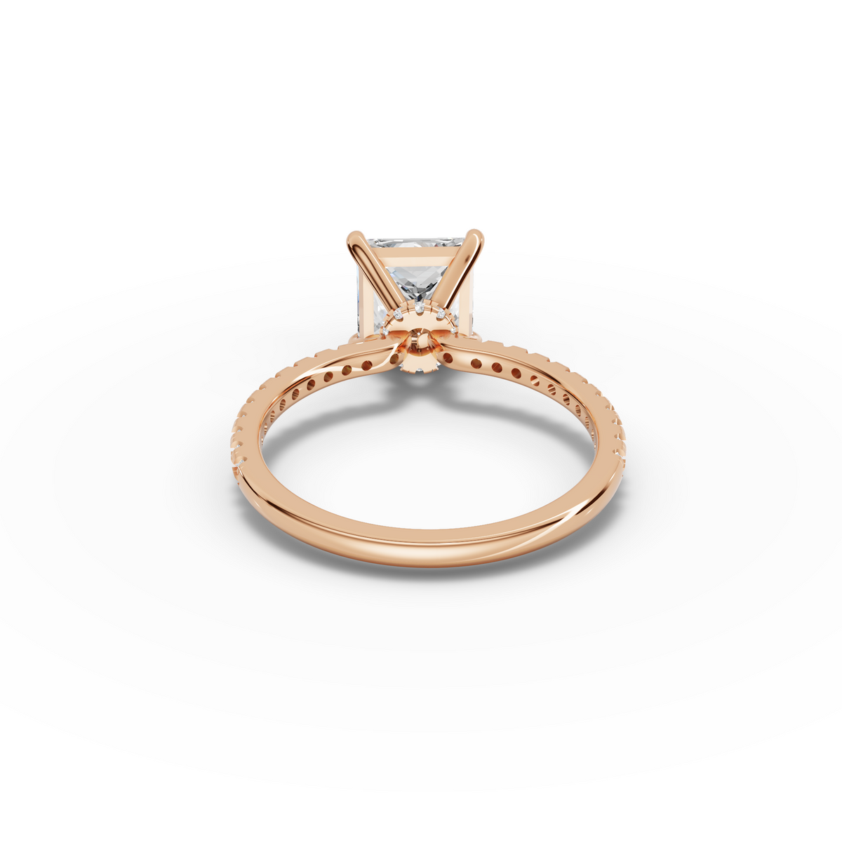 2.23 CT Princess Hidden Halo Pavé Lab Grown Diamond Ring, view 9