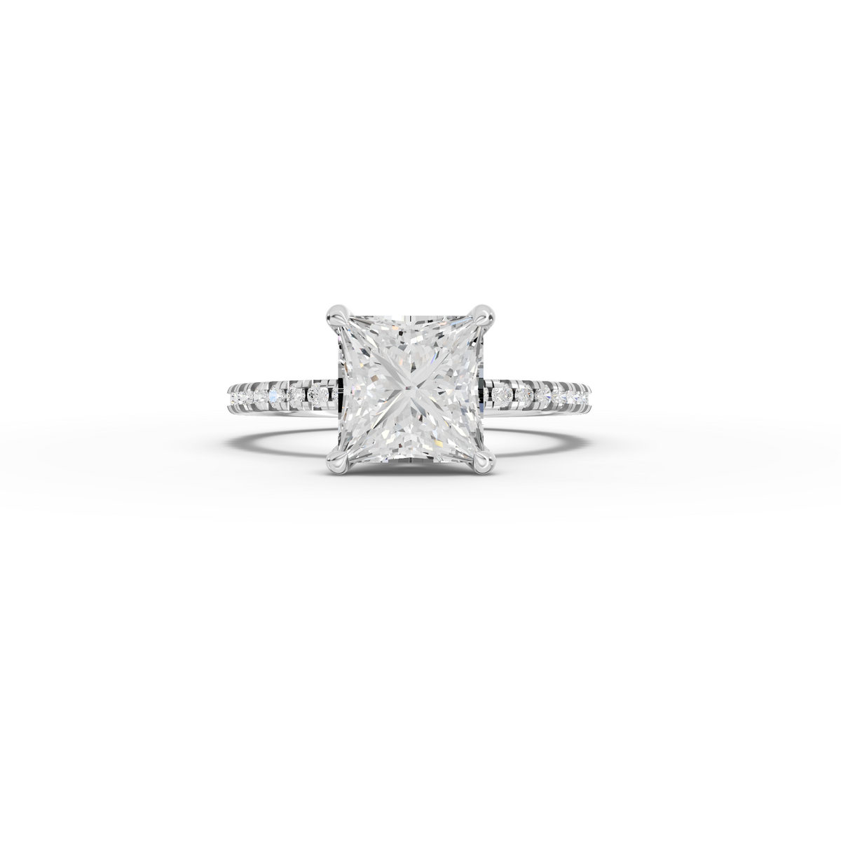 2.23 CT Princess Hidden Halo Pavé Lab Grown Diamond Ring