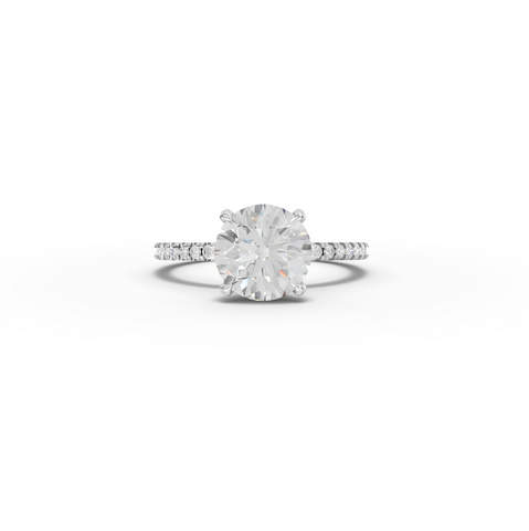 2.23 CT Round Hidden Halo Pavé Lab Grown Diamond Ring