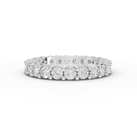 2.23 Ct round lab diamond shared-prong full eternity ring with continuous brilliant-cut diamonds