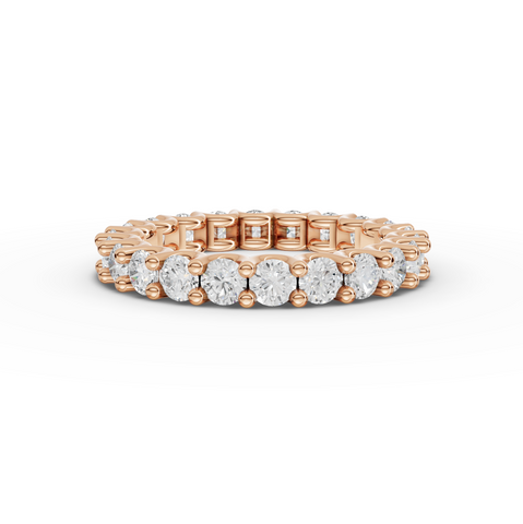 2.23 CT Round U-Prong Full Eternity Lab Grown Diamond Ring in rose gold