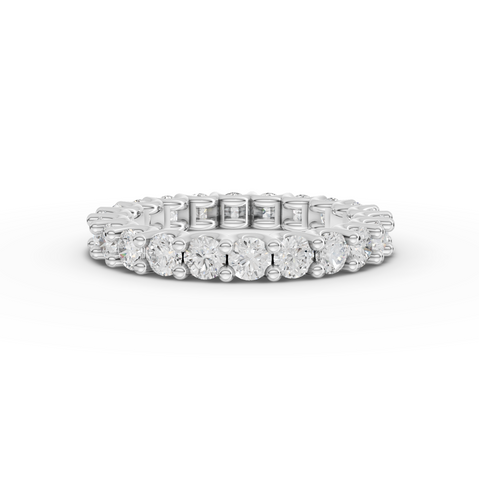 2.23 ct round lab diamond U-prong full eternity ring with shared prong setting and full-band sparkle