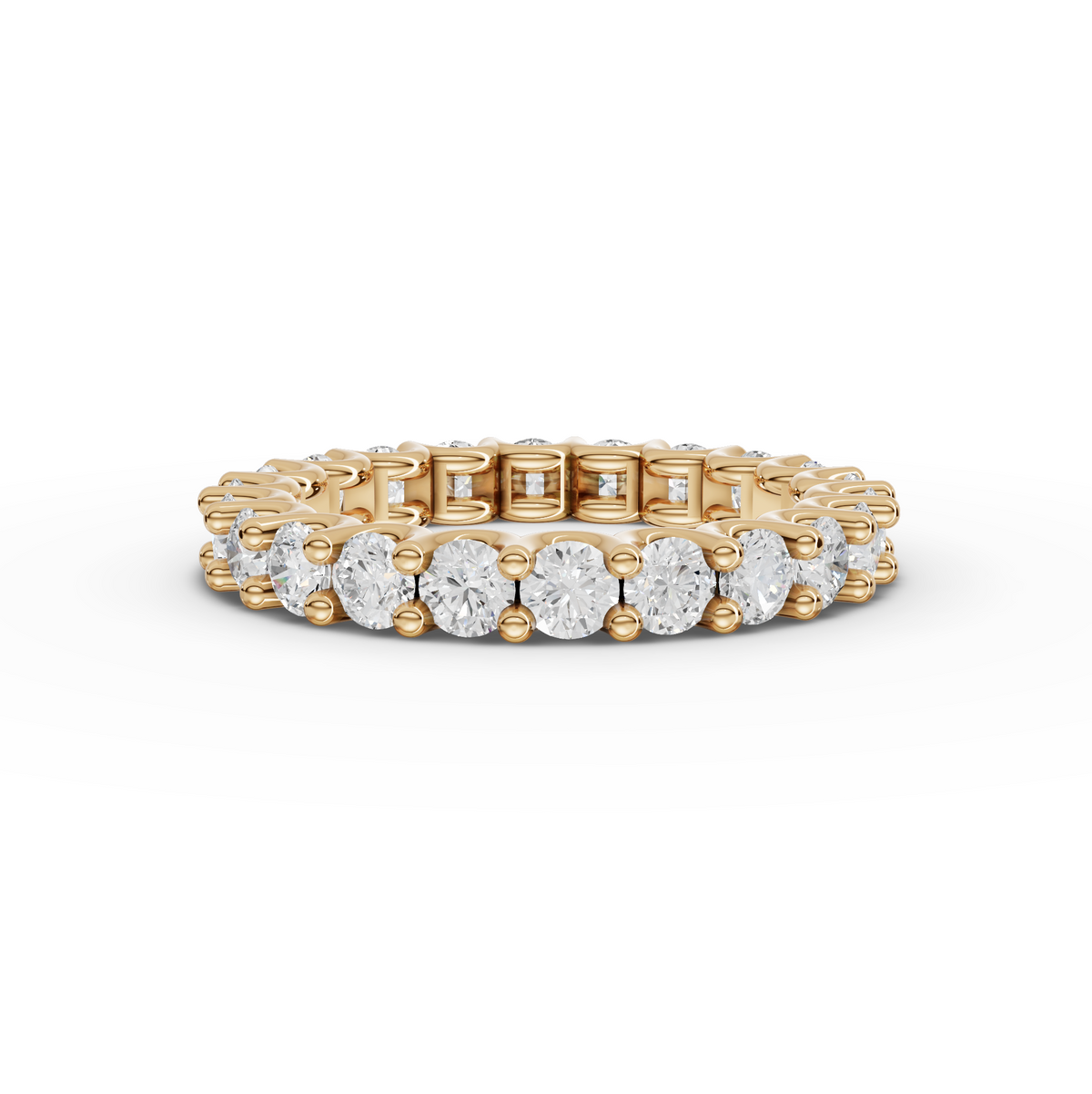 2.23 CT Round U-Prong Full Eternity Lab Grown Diamond Ring in yellow gold
