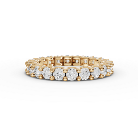 2.23 CT Round U-Prong Full Eternity Lab Grown Diamond Ring in yellow gold