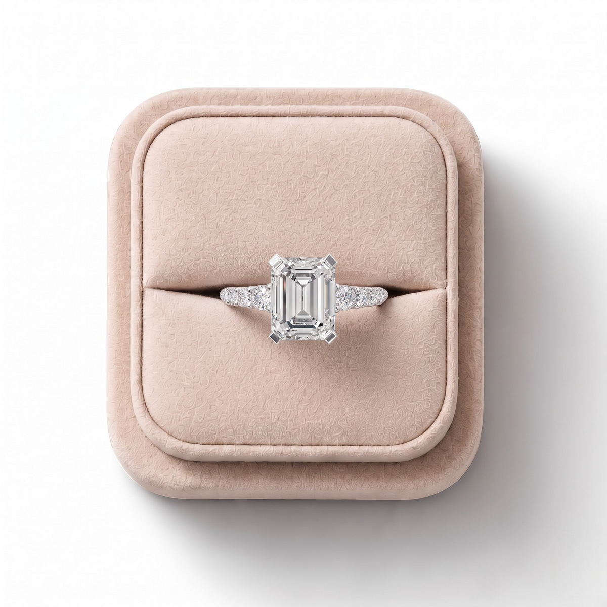 2.24 CT Emerald Lab Grown Diamond Tapered Side Stone Ring