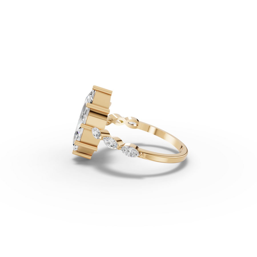 2.31 CT Marquise Lab Grown Diamond Ring with Marquise Side Stones, view 5