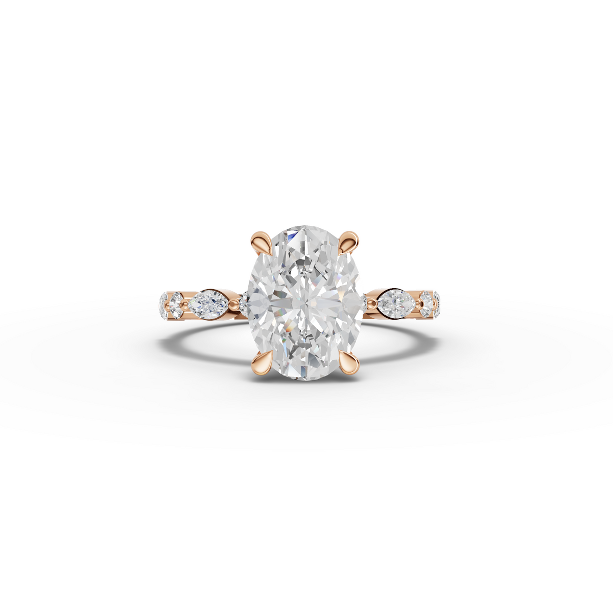 2.31 CT Oval Four Prong Lab Grown Diamond Engagement Ring in rose gold