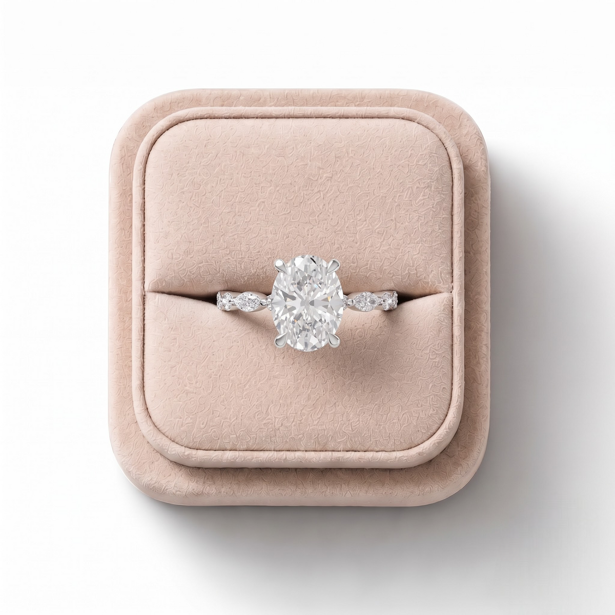 2.31 CT Oval Four Prong Lab Grown Diamond Engagement Ring, on a white background
