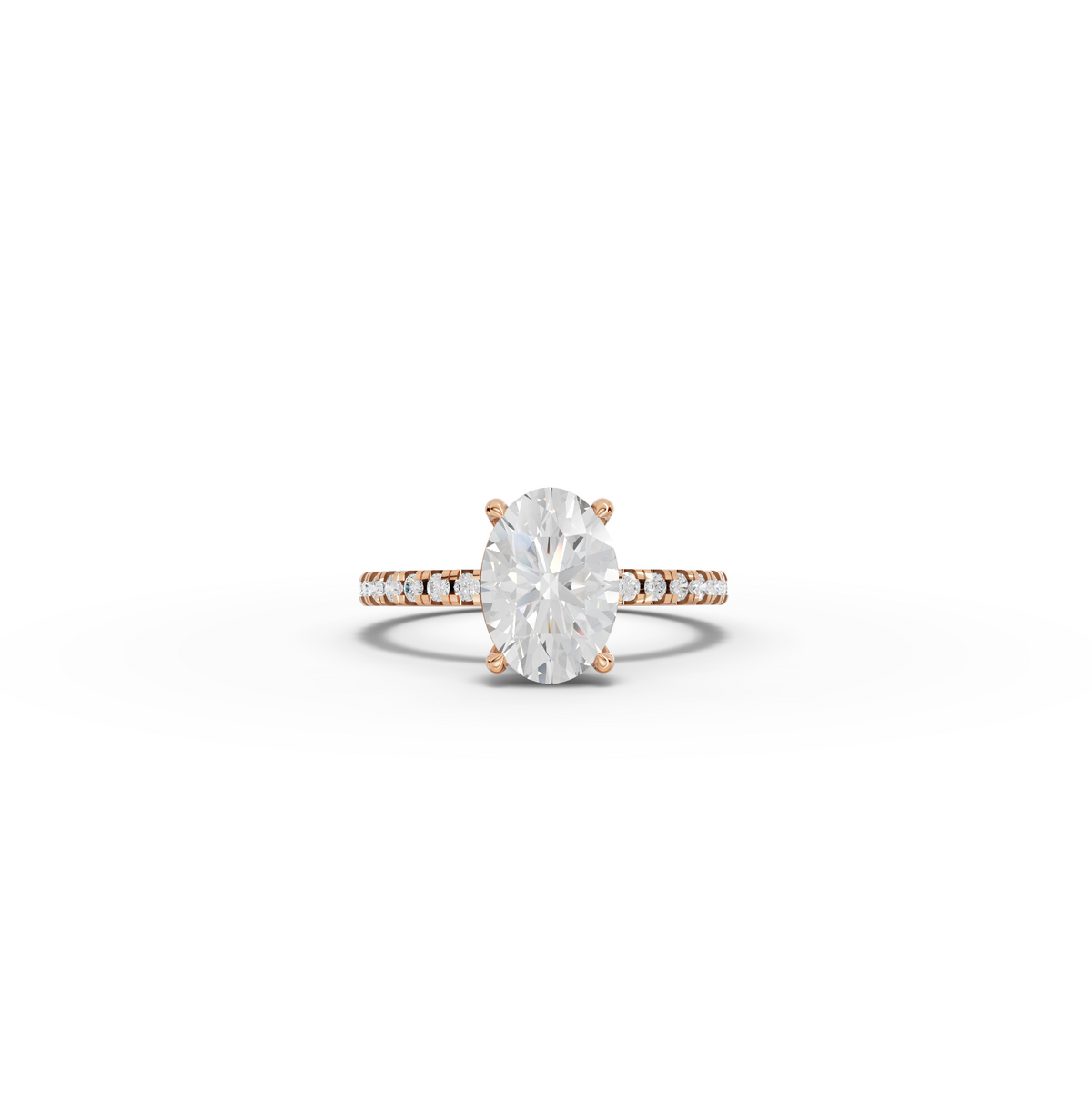2.33 CT Oval Hidden Halo Pavé Lab Grown Diamond Ring in rose gold
