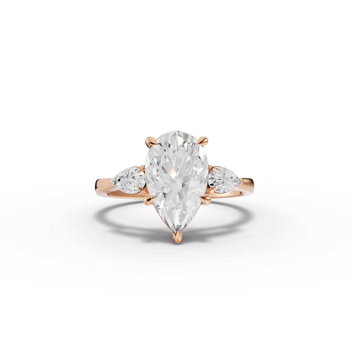 2.33 CT Pear Three-Stone Lab Grown Diamond Engagement Ring in rose gold