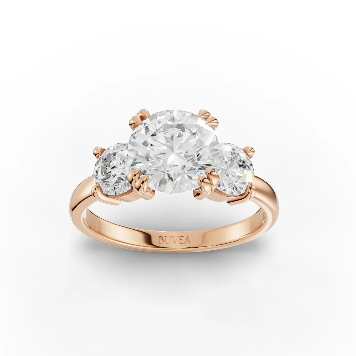 2.33 CT Round Three Stone Lab Grown Diamond Ring in rose gold