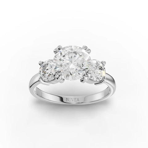 2.33 CT Round Three Stone Lab Grown Diamond Ring in white gold