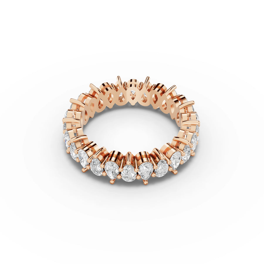 2.41 CT Pear Shared-Prong Full Eternity Lab Grown Diamond Ring in rose gold, view 2